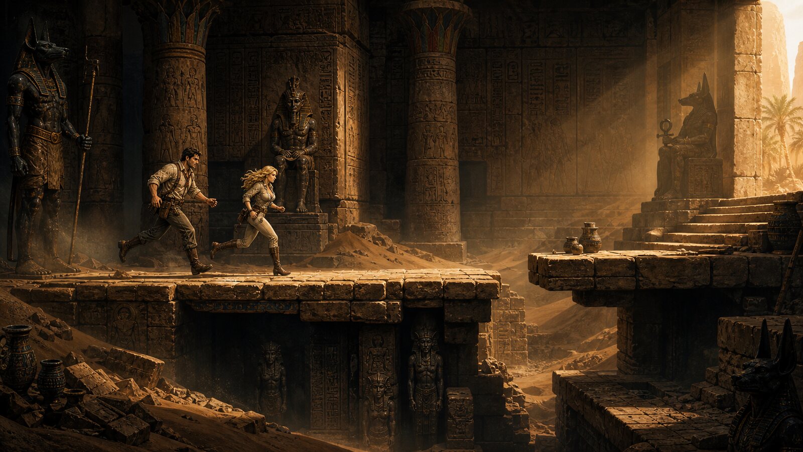Premium painted 2.5D tomb platformer target for Mystery of Ancient Darkness.
